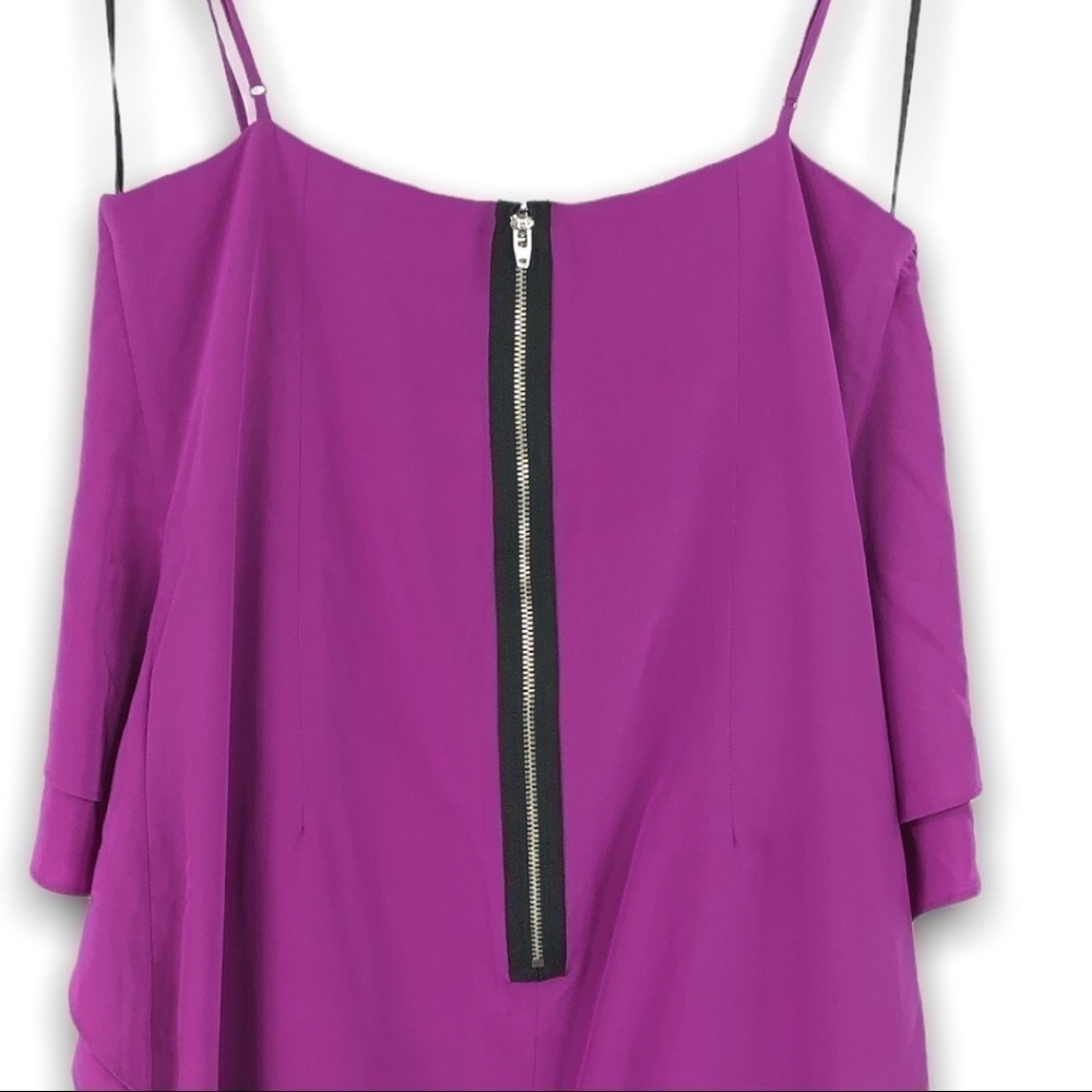 Yumi Kim - Purple Silk Double Ruffle Mini Sheath Sleeveless Dress - S View 4